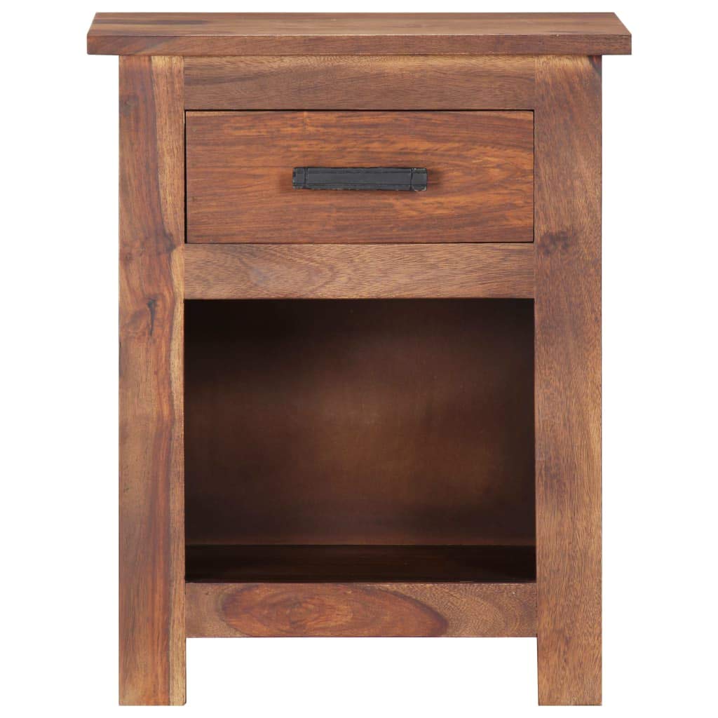 Vidaxl Sheesham Wood Nightstand – Rustic Design, Solid Wood Side Cabinet With Drawer And Shelf, Light Brown, Easy Assembly, Durable, Unique Aesthetics, Safety Compliant